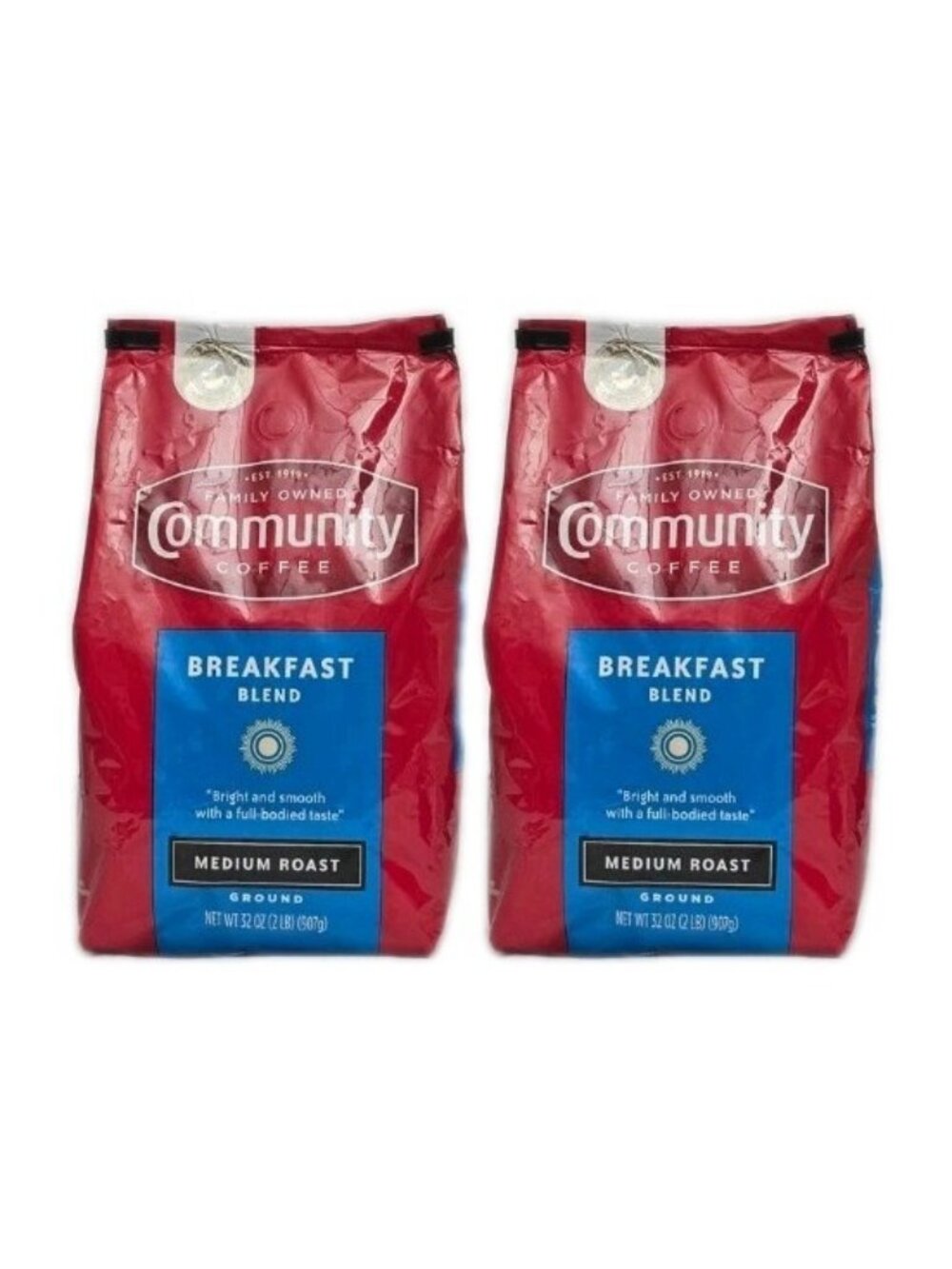 2-PACK Community Breakfast Blend Ground Coffee Medium Roast 32 Oz Each Bag